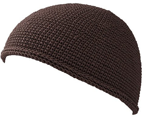 CHARM Herren Mütze Short Beanie - Strick Kopfbedeckung Skull Cap Kufi Muslim Takke Islam Namaz in 2 Größen Dunkelbraun