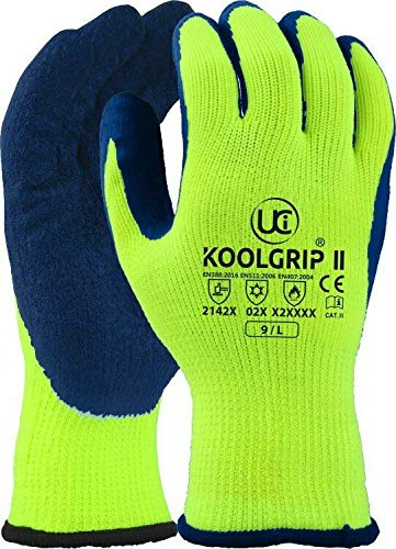 UCi KOOLgrip™ Thermo-Star Latex Palm Coated Thermal Cold Winter Grip Gloves (9 - Large, Yellow)