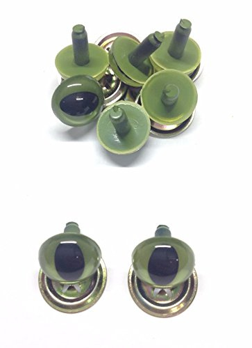 celloexpress 15mm Green Cats Eyes with Metal Backs (Pack of 4 Pairs) | Crystal Safety Eyes with Metal Backs Soft Toy Teddy Bear Animal Making