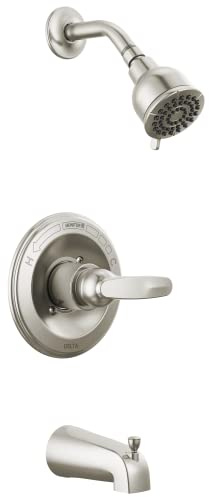 Delta Foundations 13 Series 2-Spray Bathtub and Shower Faucet Set, Brushed Nickel Shower Head and Handle Set, Valve Trim Kit, Stainless BT13410-SS (Valve Not Included)