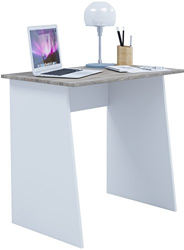 VCM Computertisch | Maße ca. H. 74 x B. 80 x T. 50 cm | stylische Seitenteile | Schreibtisch - Masola Mini Weiß/Sonoma-Eiche