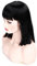 Morvally 35,6 cm kurze gerade Bob Wig Heat Resistant Hair with Flat Bangs Natural Looking Cosplay Costume Daily Wigs (Natural Black)