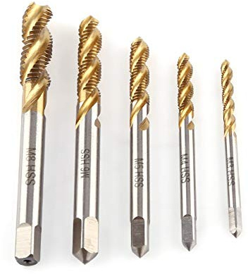 5pcs Tarauds Robinets À Vis Cannelés En Spirale HSS Titane Enduit Outils De Taraudage Pour Filetage M3 M4 M5 M6 M8