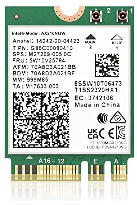 OKN WiFi 6E AX210 NGW 11AX Tarjeta WiFi Tri-Band 5400Mbps módulo inalámbrico para portátil con Bluetooth 5.3, admite Windows 10/11 64bit