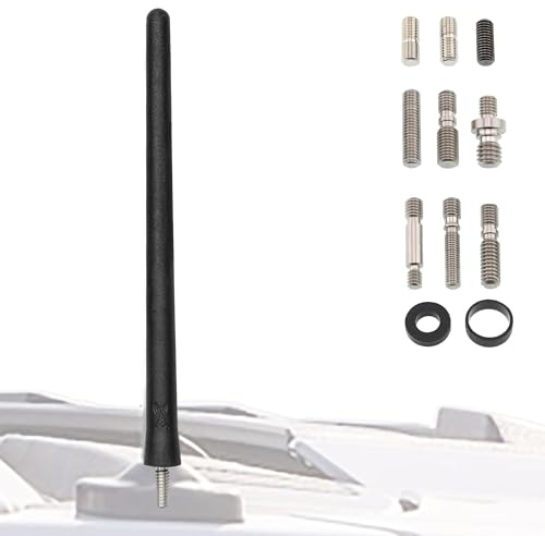 Votex Black Short Rubber 6 3/4 Inch Universal Antenna Kit - Car Wash Proof, Easy Setup, Enhanced Reception with Copper Coil, Stainless Steel Threading, Flexible & Durable Fits Cars, Trucks, SUVs
