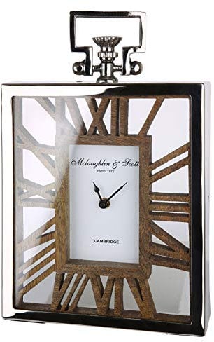 GILDE Uhr - Metall Standuhr mit Holz für eine AA Batterie H 34 cm