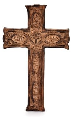 Indus Lifespace - Croce in legno da appendere al muro, design antico fatto a mano, spirituale, decorazione per casa, soggiorno, accessorio per la persona amata