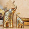 NanXi 2-teilig Elefant Figur Deko Skulptur Statue Glück Deko Dekofiguren Wohnzimmer Dekoration Geschenk Kunstharz Höhe 30/17 cm Gold Silber