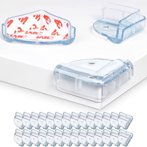 Protector Esquinas de Mesa, 24 pzs, Transparente, Forma Cuadrado, con Adhesivo Especial, Protección de Bordes y Esquinas, Protector de Muebles para bebés, Protecciones Niños para Bordes y Esquinas
