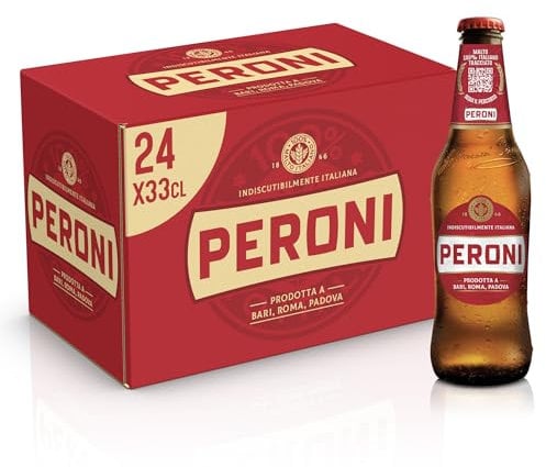 Peroni Birra 175 Anniversario, Cassa Birra con 24 Birre in Bottiglia da 33 cl, 7.92 L, Birra Lager con Malto 100% Italiano dal Gusto Moderatamente Amaro, Gradazione Alcolica 4.7% Vol