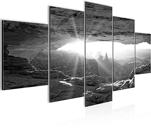 Runa Art Wandbilder Grand Canyon 5 Teilig Bild auf Vlies Leinwand Deko Wohnzimmer Schlafzimmer Berge Schwarz Weiss 603752c