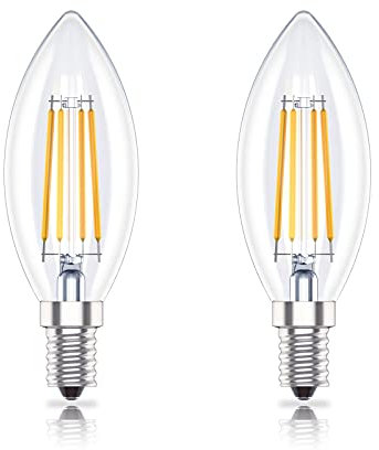 Huoqilin 4W E14 Dimmable Led Bulb, SES Small Edison Screw Candle Light Bulbs, 40W Incandescent Equivalent,2700K Warm White,400lm,2 Count (Pack of 1)