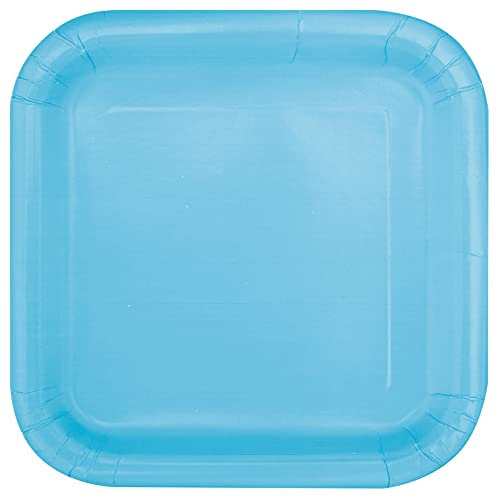 Unique Party- Assiettes en Carton Carrées Écologiques-23 cm-Couleur Bleu Pastel-Paquet de 14, 30901EU, Light Blue