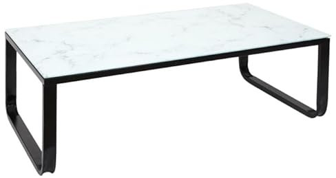 Paris Prix Table Basse en Verre Effet Marbre 105cm Blanc