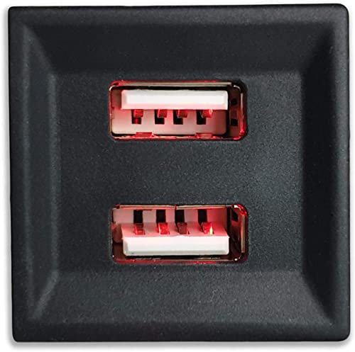 T5 Dual USB Ladegerät Mit 2 x 2,1 Amp USB-Anschlüssen, ASR Style Rot, Passend für T5 Transporter 2003-2009/2010