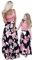 Yming Mutter und Tochter Ärmellos Kleid Rundhals Kleid Bedruckt Strandkleid Casual Blumenkleid Rot Blumen M