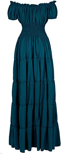 Jutrisujo Robe Médiévale Femme Renaissance Robes Parti Costume Vintage Déguisements Halloween Gothique Cosplay Vert L