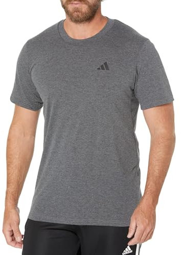 adidas Essentials Feel Ready - Camiseta de entrenamiento para hombre, Gris oscuro veteado/Blanco/Negro, X-Large