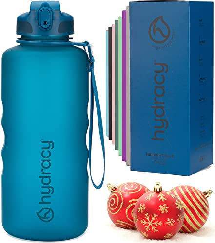 Hydracy Trinkflasche mit Strohhalm und Zeitmarkierung - 2L Wasserflasche - BPA-freie Trinkflasche - Auslaufsichere Sportflasche - Kondensationsfrei für Sport und Outdoor