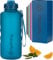 Hydracy Gourde d'Eau 2L sans BPA, Bouteille avec Marqueur de Temps, Paille et Verrouillage Sécurisé - Housse en Néoprène, Étanche, Anti-Fuite, Réutilisable, Légère - Idéal pour Sport, École, Travail