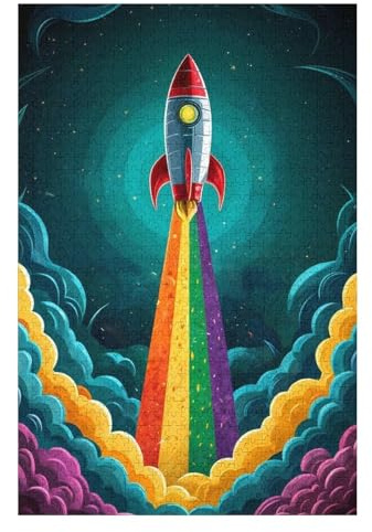 Puzzles Für Erwachsene 75x50cm/1000pcs Rocket Rainbow Anti-Stress-Puzzles – Geschenke Für Frauen, Freunde Und Familie 75x50cm/1000pcs