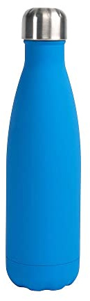 Sagaform Unisex – Erwachsene 5018320 Nils Stahlflasche gummiert hellblau 12/24H, 7 x 25.5 cm