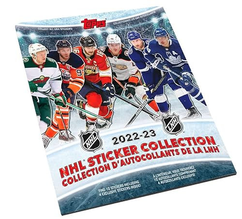 2022/23 Topps NHL Hockey Sticker Collection Album (enthält 10 kostenlose Starter-Aufkleber, die gleichen 10 in jedem Album)