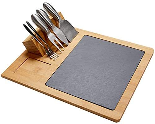 Juego de Tabla de quesos y Cuchillos - Juego de Tablas de Embutidos, Juego de Tablas de quesos de Madera - Tablas de quesos Tablas de Embutidos, Regalo para Bodas, Aniversario y In