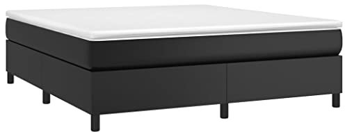 vidaXL Boxspringbettgestell, Polsterbett Bett für Schlafzimmer, Bettrahmen mit Lattenrost, Kunstlederbett Doppelbett, Schwarz 160x200cm Kunstleder
