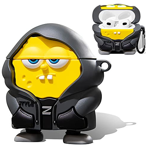 Lustige Cartoon-Figur Airpods 3. Generation Hülle, niedliche Airpod-Hülle 3. Generation mit Schlüsselanhänger, Anti-Fall weiche Silikon Airpods 3. Generation Hülle für Damen und Herren (Gelb)