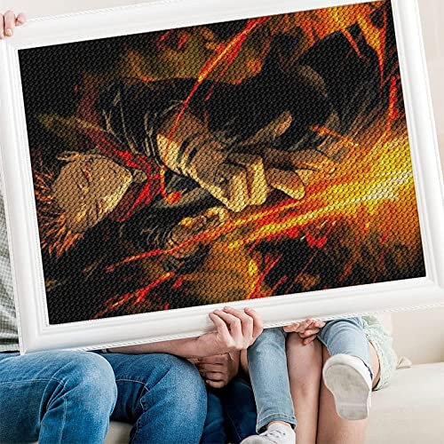 PAWCA Jujutsu Kaisen 5D Diamond Painting Kits für Erwachsene Anime, Broderie Cross Stitch Crafts Canvas Supply für Home Wall Decor(Runder Diamant50x60cm)