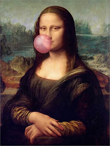 Mona Lisa Poster Print Abstrakt Rosa Kaugummi Wandbilder Mona Lisa Leinwandbilder Mona Lisa Prints Modernes Wohnzimmer Home Decor Bilder Kunstwerk Rahmenlos,70×90cm