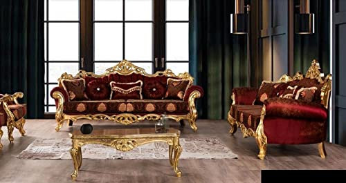 JV Möbel Sofagarnitur 3+3 Sitzer Luxus Set Dreisitzer Garnitur Sofas Stoff Barock Gruppe