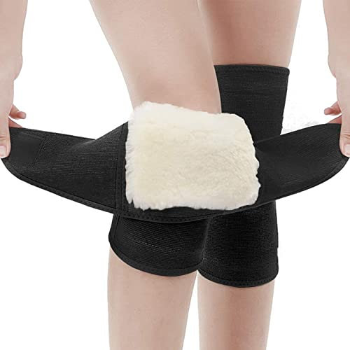 Dubbulon Kniebandage aus Kaschmir | Gemütlicher Winter-Knieschützer - Lammfleece-Knieschoner Knieschützer Muskelgelenkpflege Kniebandage Atmungsaktives weiches Knieband für Skifahren, Radfahren