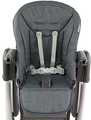 Ersatzbezug Sitzkissen [Bezug für Hochstuhl] kompatibel mit Peg Perego TATAMIA & NEW BORN (meliert dunkelgrau)