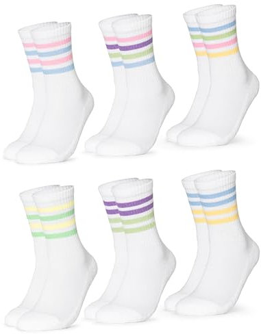 Occulto Damen Retro Tennissocken 80% Baumwolle 6er Pack (Modell: Steffi) 80s 35-38