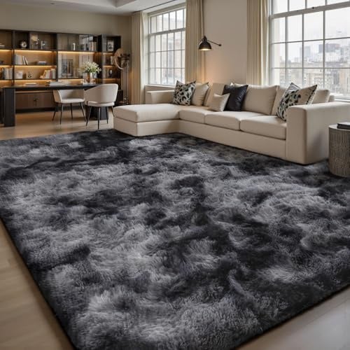 Sour Lemon Large Rugs Living Room 200x300cm, Grey Shaggy Rugs for Bedroom | Extra Large Washable Anti Slip Shaggy Soft Area Rug, Modern Fluffy Carpets Floor Mat Beside Carpet for Kids Living Room