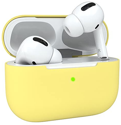 EAZY CASE - Schutzhülle für AirPods Pro Hülle Gelb Silikon Case Stoßfest mit Deckel Schutz Antikratz Etui Cover rutschfeste Silikonhülle für Airpod Pro 1. Generation Silikoncase in Gelb