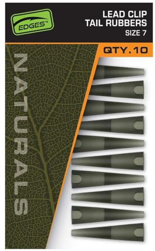 Fox Naturals Size 7 Lead Clips Tail Rubbers - 10 Leadclips, Bleiclips, Angelzubehör zum Karpfenfischen, Schlauch, Rubber