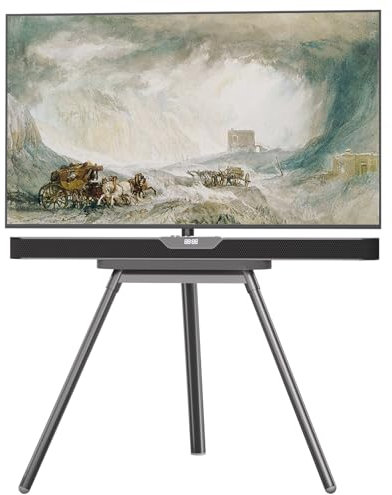 PUTORSEN Trípode de Caballete para TV Universal de 45 a 65 Pulgadas, Giratorio y Ajustable en Altura con Base de Acero de trípode sólido, soporta hasta 88 Libras, VESA máximo 400 x 400 mm (Gris)