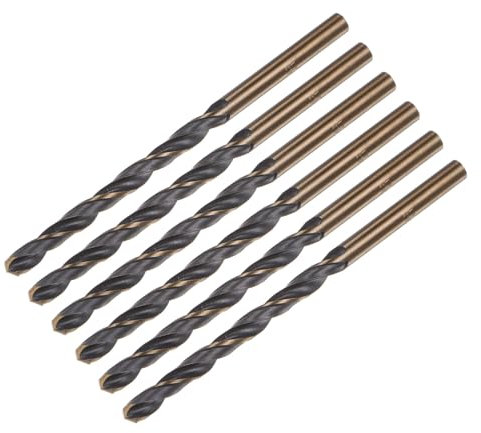 QUARKZMAN 6pcs Forets hélicoïdaux Jobber 4mm en acier rapide (HSS) revêtus nitrure noir titane doré, pointe de perçage à 135 degrés, pour acier inoxydable métal plastique bois.