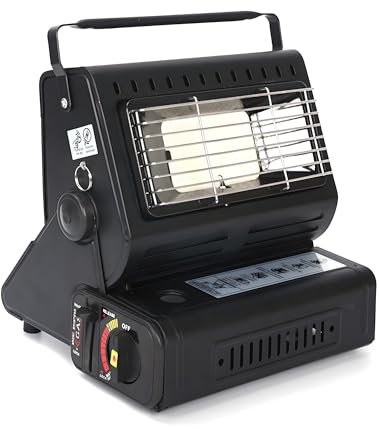 Yinleader Chauffage au gaz en céramique, chauffage d'extérieur, pour tentes, caravanes, camping, brûleur en céramique, 1,3 kW (noir)