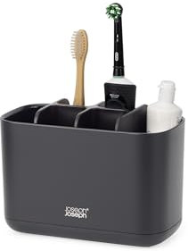 Joseph Joseph Easy-Store Zahnbürstenhalter Caddy, Aufbewahrung im Badezimmer, groß, Mattschwarz, Schwarz