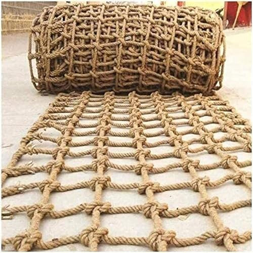 Retro Hemp Mesh Rope Netting For Swing Hammock Balcony,Large Size Rope Netting For Playground Banister Jute Net Plant Support Netting (Color : 8mm/10cm, Size : 3m*4m)