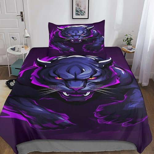 Black Panther 3D Druck Bettwäsche Print Mikrofaser Bettbezug Mit Kopfkissenbezug, Mit Reißverschluss Cartoon Artistic Bettbezüge Geeignet Für Kinder Jungen Teens Erwachsene Single(135x200cm)