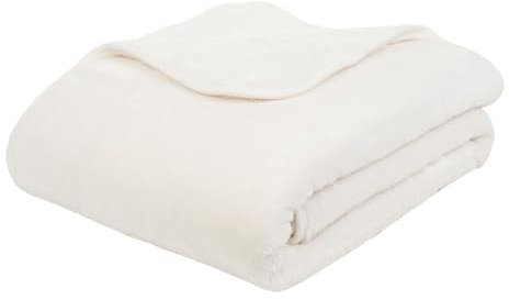 liebling Kuscheldecke Cashmere Feeling 180 x 220 cm, Wollweiß, Premium Sofa Decke, Dicke warme Wohndecke, 500 gr. / m²