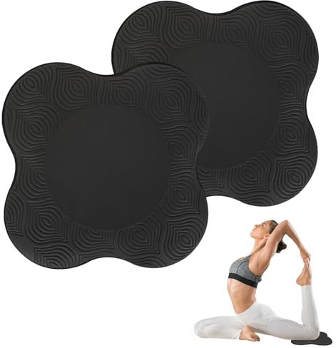 KYSUN 2 Pezzi Ginocchiere da yoga, Tappetini per Ginocchiere antiscivolo, Cuscini per Le Ginocchia per Yoga, Comodo Supporto Yoga Pad, Tappetino Ginocchia, Cuscino Pilates Resistenti all'Usura (Nero)