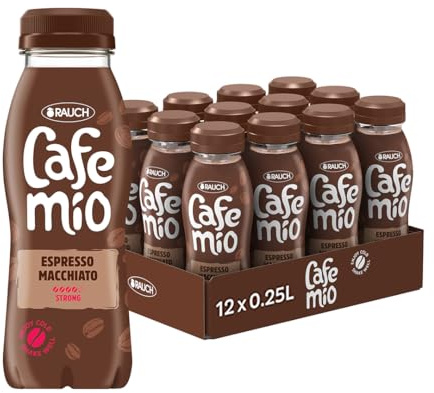Cafemio Espresso Macchiato | Eiskaffee-Genuss To-Go | Einzigartiger Kaffeegeschmack mit bester Alpenmilch aus Österreich | die Kaffeepause für unterwegs | 12x 250ml PET