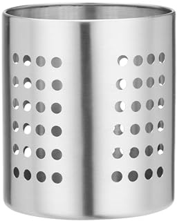 HENDI Küchenutensilienhalter, Perforiertes Design, zum schnellen Trocknen von Küchenutensilien, Besteckhalter, Besteckkorb, Abtropfhilfe, ø110x(H)130mm, Edelstahl