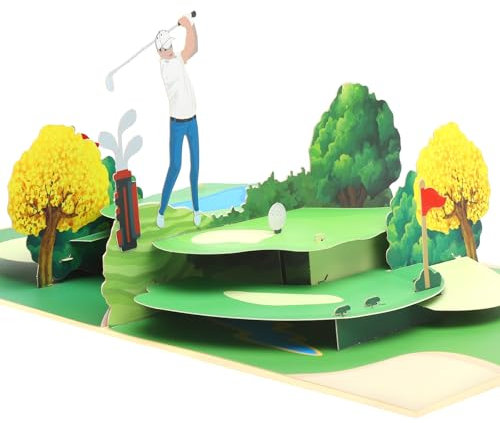 HENGBIRD Golf Grußkarte, Pop Up Golf Karte zum Ruhestand, Pop Up Karte Golf – 3D Geschenkkarte zum Geburtstag, als Gutschein für Golfspieler oder Geburtstagskarte für Golfer